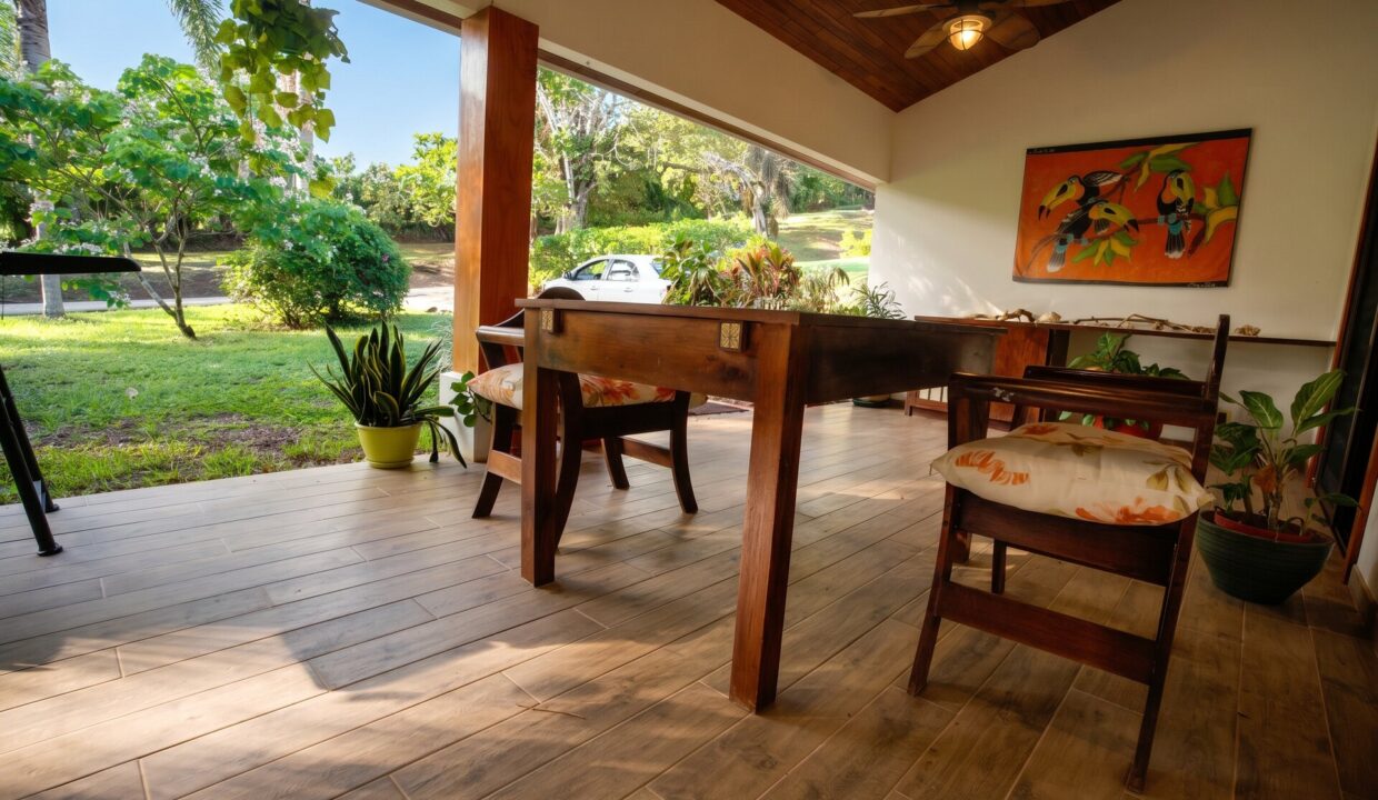 Tropical Eden — covered terrace wood ceiling