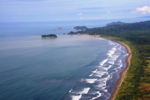 White-sand beach point with an offshore island, South Pacific Costa Rica