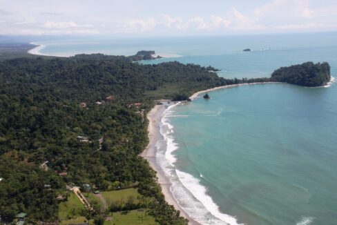 Aerial over Manuel Antonio toward Playa El Rey, Quepos, Costa Rica