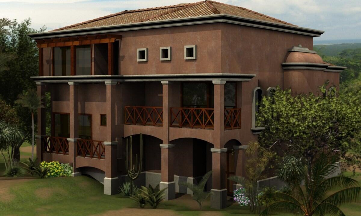 Render of a neocolonial-style villa design at Lomas del Rey, Costa Rica