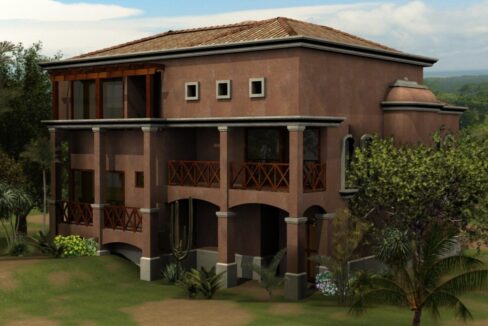 Render of a neocolonial-style villa design at Lomas del Rey, Costa Rica